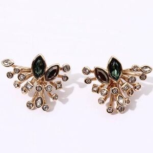 Alexis Bittar Gold and Dark Green Earrings